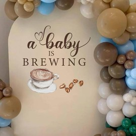 Baby Shower Wall Decor, A Baby is Brewing Coffee Theme Backdrop Sign, Coffee Lover Nursery Decal, Large 28x15 Inch Removable Lettering for Party Decor