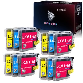 Wolfgray LC61 Color Ink Cartridges 12PK (4C 4M 4Y) Replacement for Brother LC-61 LC65 LC61C LC61M LC61Y to use with MFC-5890CN MFC-5895CW MFC-J615W MFC-J630W