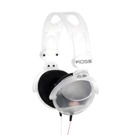 Koss CL/20 - Auriculares intrauditivos transparentes transparentes, aspecto retro, enchufe de 3,5 mm, diadema ajustable, cojines de piel sintética