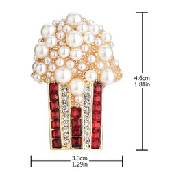 PACKOVE 3Pcs Crystal Brooch Pin Food Lapel Pin Popcorn Brooch Cute Brooch Pins Clothes Brooch Pin Rhinestone Brooches For Women