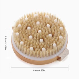 Dry Body Massage Brush, Body Brush, Natural Bristles, Bath Brush, Dry Massage Brush, Exfoliating Brush, Reduces Cellulite and Improves Lymphatic Functions