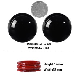 Nupuyai Natural Obsidian Ball with Wooden Stand, Black Crystal Stone Sphere Feng Shui Office Home Decor Meditation Crystal Ball, 55-60mm
