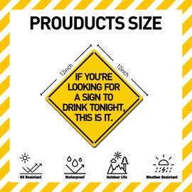 BTHUKO To Drink Tonight Sign, 12" x 12" Funny Tin Sign Man Cave Home Bar Decor