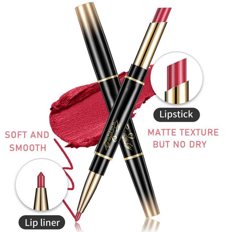 Lip Liner And Lipstick Set - Lip Pencil 2-In-1- Vegan