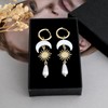 Pearl and Gold Sun Moon Drop Earrings, Shell Crescent Dangle