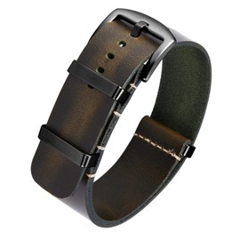 BINLUN Leather Watch Strap One Piece Oiled Leather Strap 18 mm 19 mm 20 mm 21 mm 22 mm 24 mm Replacement Watch Straps for Men and Women with Silver/Black Buckle, Leather, No gemstone
