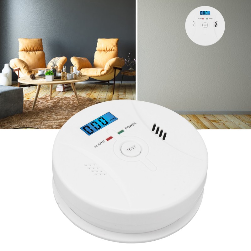 Monoxide Detector Easy Mounting Test Hush Button Dual Sensors Battery