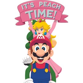 It's Peach Time Red Plumber Princess Retro Videogame Characters Lines Quotes Wall Art Sticker Designs Decors Vinyl Stickers for Home House Walls Rooms Window Bedroom Decoration Size (6x12 inch)