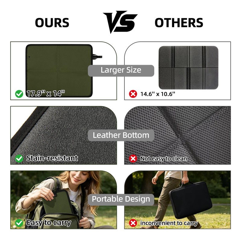 Portable Sitting Pad, 17.9'' x 14'' Oversized Camping Seat Cushion,