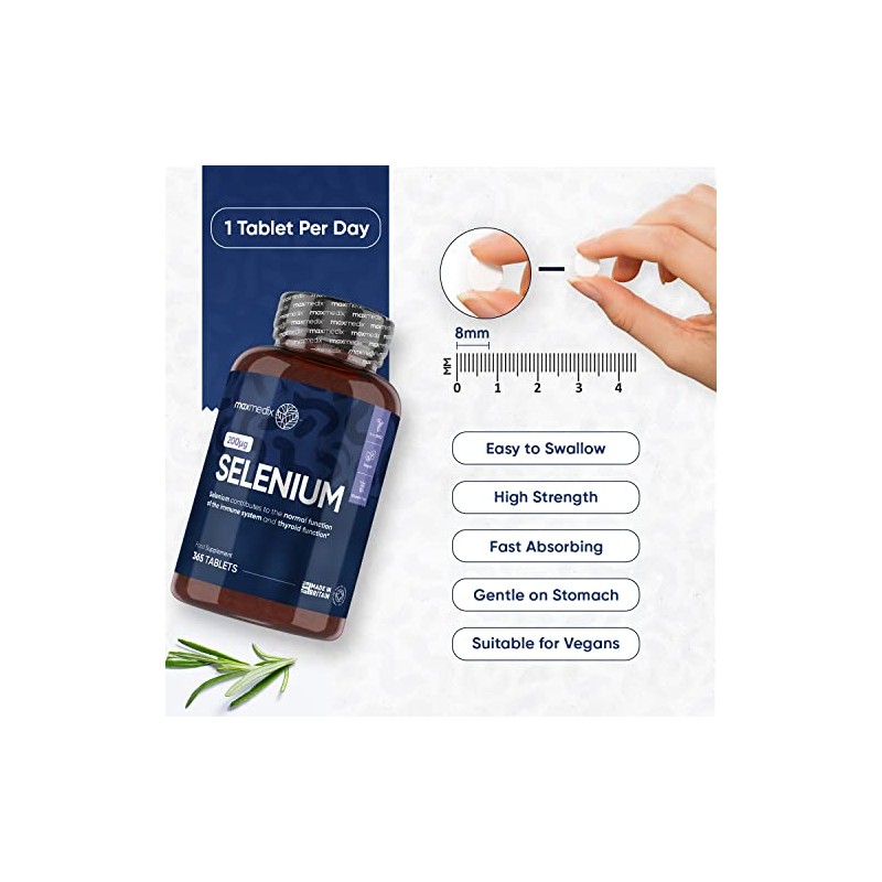 Selenium 200mcg - 1 Year Supply - 365 Selenium Tablets
