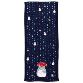 STUDIO GHIBLI 1005006900 Marushin Gauze Face Towel, 13.4 x 31.5 inches (34 x 80 cm), My Neighbor Totoro, Rainy Night with Imabari Name Included