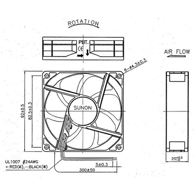Sunon EE92251B1-A99 Fan 2W 92 x 92 x 25 mm