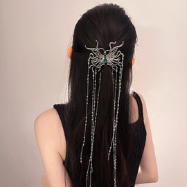 Wiwpar-Clips de mariposa Mariposa Cadena de borla larga Pinza de pelo Brillante Decorativo Pasadores de pelo Mariposa Pinza de captura de pelo Accesorios para el cabello para mujeres Niñas Novia Boda