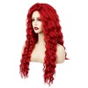 Long Red Curly Wavy Wig for Women Natural Fluffy Synthetic
