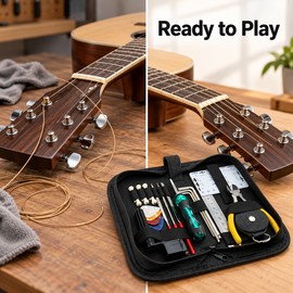 25/30-Piece Guitar Repair Tool Kit – Multi-Functional Guitar Maintenance Toolbox with Picks and Instrument Setup Tools