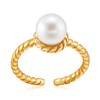 Jewlure Pearl Ring with Twisted Gold Band, 18K Gold plated