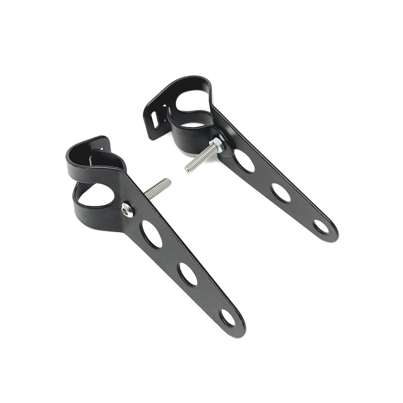Pair Of Black Universal Fork Mount Headlight Brackets To Fit