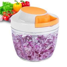 Manual Food Processor Vegetable Chopper, Portable Hand Pull String Garlic Mincer Onion Cutter for Veggies, Ginger, Fruits, Nuts, Herbs, etc., 600ml