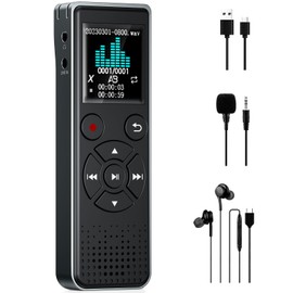 Digital Voice Recorder Voice Activated Recorder for Lectures, Meetings, Interviews - Sound Audio Recorder Dictaphone Recording Device with Playback,MP3 Player,Type C [64GB]