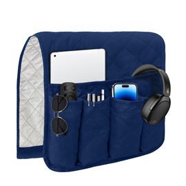 MEHIDFY Sofa Armrest Caddy, Waterproof Bedside Storage Organizer, Non Slip Armchair Pockets, Remote Control Holder for Couch, Handy Pouches with 6 Pockets for TV Remote, Phone, Magazine(Blue)