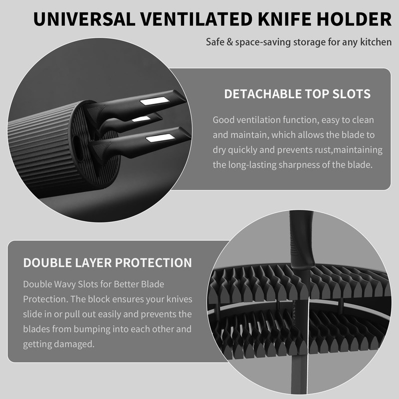 Knife Set,12-Piece Premium Kitchen Knife Set with Universal Knives Block,Anti-Rust
