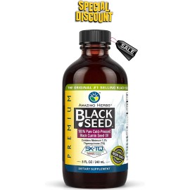 Amazing Herbs Premium Black Seed Oil - Cold Pressed Nigella Sativa Aids in Diges