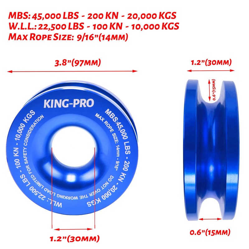 KING-PRO Snatch Recovery Ring, 45000 lbs Winch Snatch Block Pulley