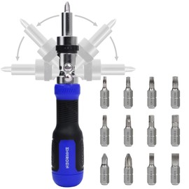 SHARDEN Ratchet Screwdriver 13-in-1 Multi Screwdriver Tool All in One Ratcheting Screwdriver Set with Phillips, Flat Head, Torx, Hex, Square, 180 Degree Pivoting Adjustable Angle Screw Driversets Set