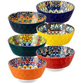 vancasso Cereal Bowls, Ceramic Soup Bowls Set of 6, 26 oz Corlorful Bowls Set for Kitchen, Dishwasher & Microwave Safe- for Cereal, Soup, Oatmeal, Ice Cream, Salad, Pasta etc.