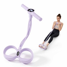 YOTTOY 60LB Smart Pedal Resistance Band with Digital Counter, Exercise Resistance Band with Handles for Women, Home Fitness, Strength Training, Arms, Legs, Core and Glutes, Purple