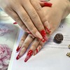 CECOBAG 24 Pcs Red Rectangular Press-On Nails with Snowflake Deer