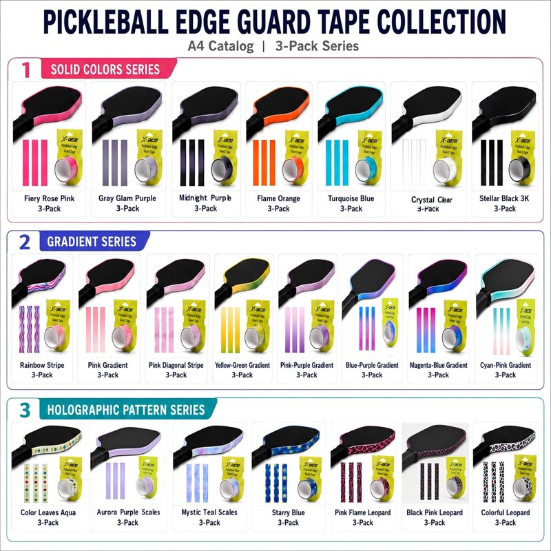 3.0 Pickleball Edge Guard Tape 3-Pack - Stretchable Electrostatic Adsorption