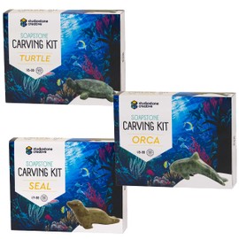 STUDIOSTONE CREATIVE DIY Arts & Crafts Carving Kit Kids Adults Ocean Set of 3 Sculpture Soapstone