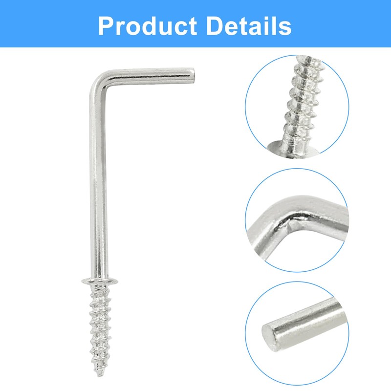 PHITUODA 20Pcs L Shape Screw Hooks 2 Inch Square Bend