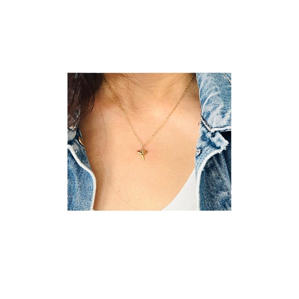 JENNYandJUDE Tiny Gold Shark Tooth Necklace also in Silver