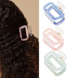 Radhu & Kabby Small Size Claw Clips for Women & Girls | Minimalist Pastel Coloured Hair Clutchers | Strong Hold and Comfortable Wear Hair Clips | Set of 3 in Blue, Pink, and Green