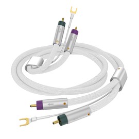 Tertullus Phono Cable with Earthing 1 m Silver-Plated Shielding Tone Arm Cable OFC Silver-Plated RCA Cable Ground Cable Gold-Plated Connector for Turntable Amplifier