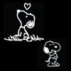Snoopy Car Decal Set, White Vinyl Stickers, 5.0 x 4.8