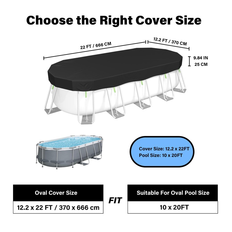 Oval Pool Cover 10 x 20 Ft for Above Ground