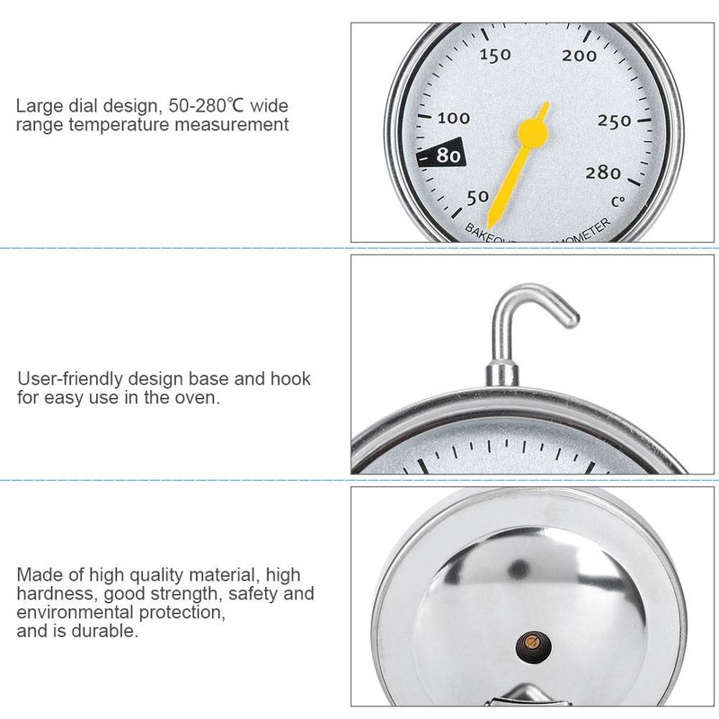 Large Dial Oven Thermometer 50-280℃ - Cooking Thermometer accurately Easy-to-Read