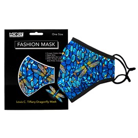 MODGY Fashion Mask 3-Layer Cloth Face Masks with Filter Pocket Insert, Nose Wire, Adjustable Ear Loops, Breathable, Reusable, Washable, Women, Men, Adults, Louis C. Tiffany Dragonfly
