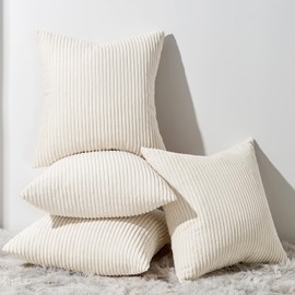 Topfinel Couch Throw Pillows Covers 18x18 Inch Set of 4,Olive Emerald Green Corduroy Decorative Cushion Case,Rustic Fun Living Room Decor fundas para cojines