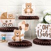 Bencailor 12 Pcs Neutral Cream Bear Baby Shower Honeycomb Centerpieces