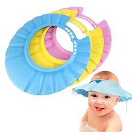 3 gorros de baby shower para lavar el cabello, gorro de baño ajustable que protege los ojos y las orejas del bebé, sombrero de champú para niños pequeños y niños