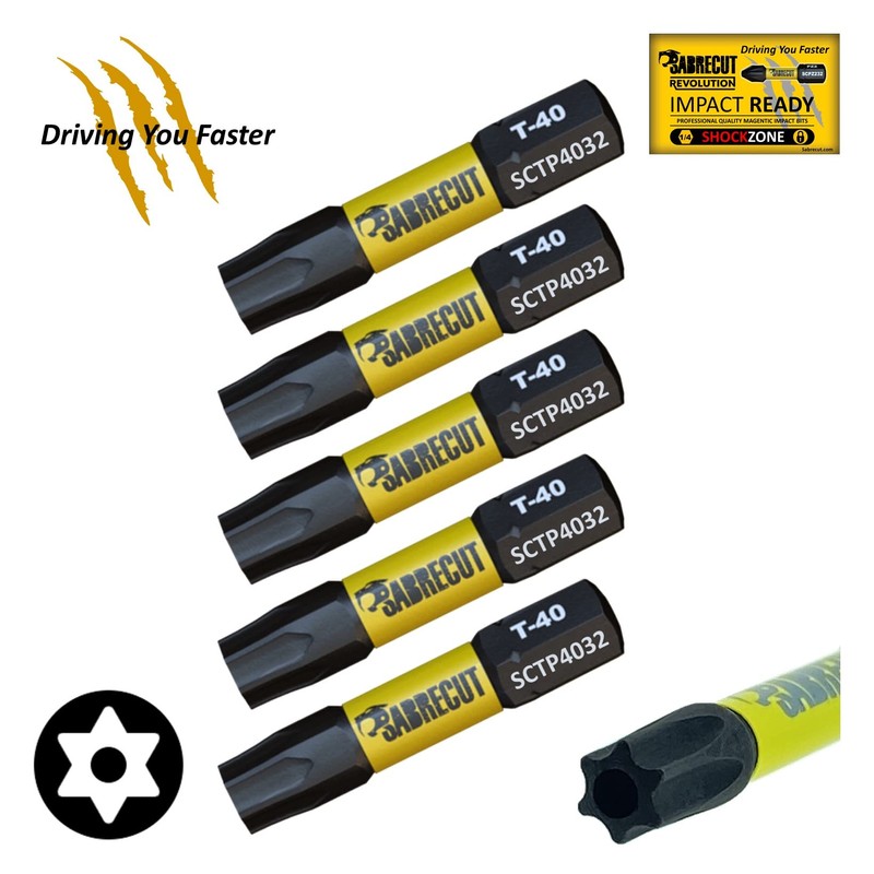 5 x SabreCut SCTP4032_5 32mm T40 TX40 Torx Tamper Proof