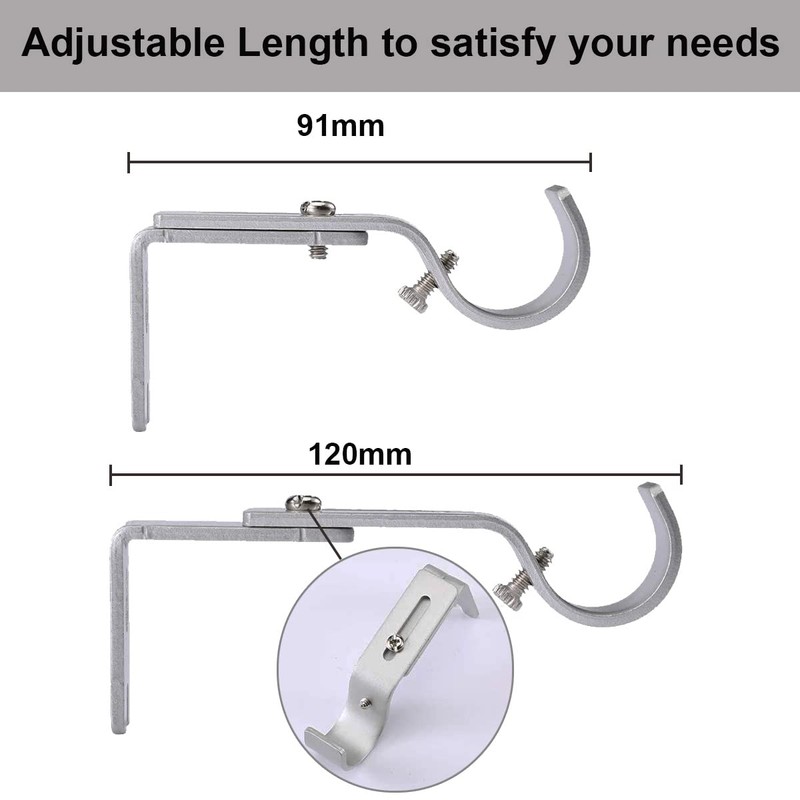 AYSUM Curtain Pole Brackets, 6Pcs Adjustable Curtain Rod Brackets for