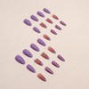 24Pcs French Tip Press on Nails Purple Fake Nails Almond