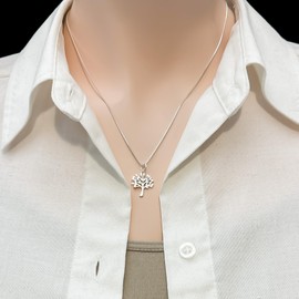 Sterling Silver Tree of Life Necklace, Birthday Gift for Mom, Mother in Law Gift Necklace, Mother of the Bride Gift, Mother of the Groom Gift, 18 inches with 2 inches Extender (18 inches)