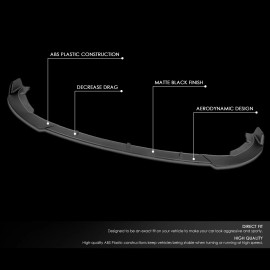 DNA Motoring For 2015-2017 Sonata 3Pc Front Bumper Lip STP-Style Spoiler Splitter Matte Black