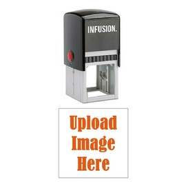 Infusion 1.625" x 1.625" Custom, Large, Square Self-Inking Logo Stamp, Orange